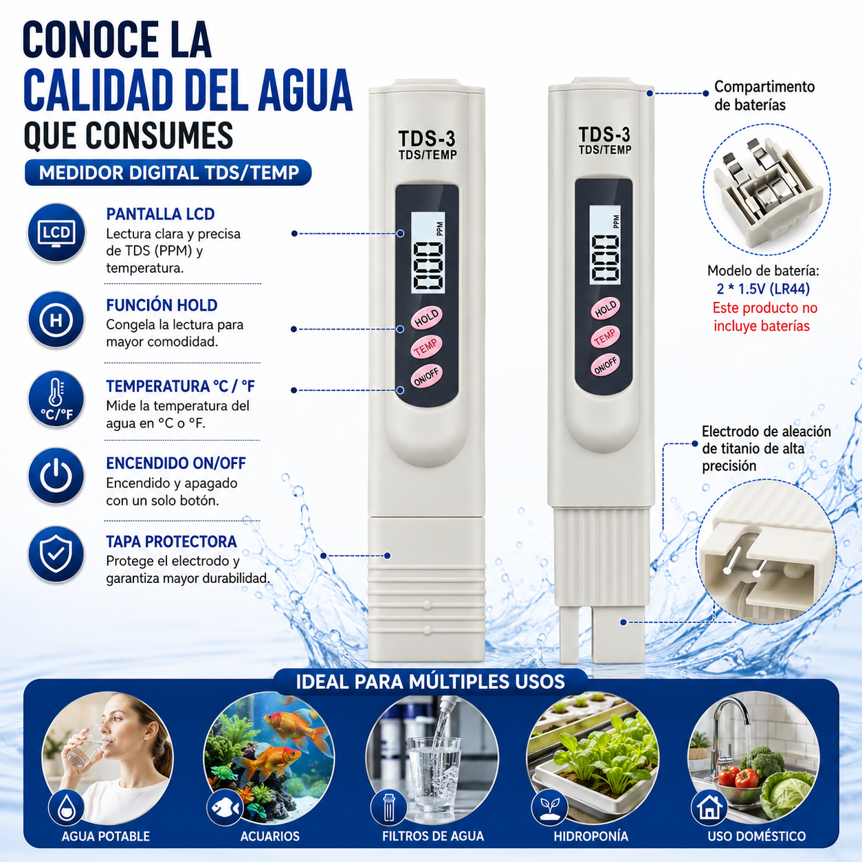 AquaSafe™ Detector Inteligente de Pureza del Agua