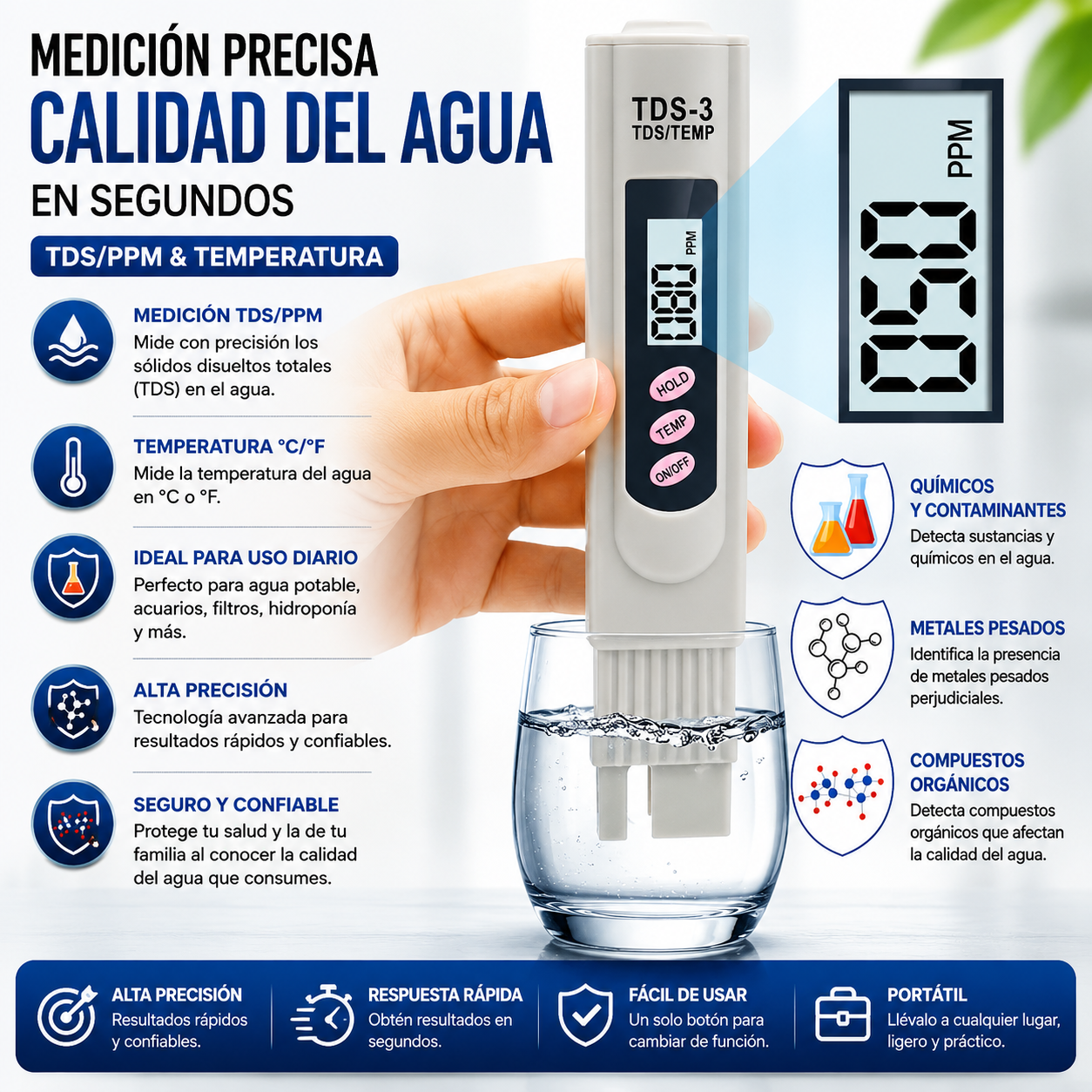 AquaSafe™ Detector Inteligente de Pureza del Agua