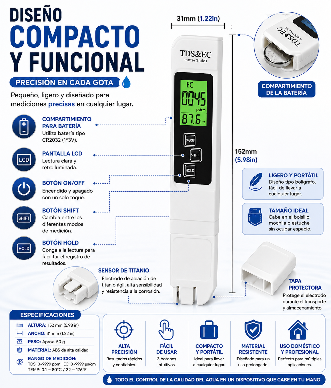 AquaTest™ Detector Inteligente de Calidad del Agua