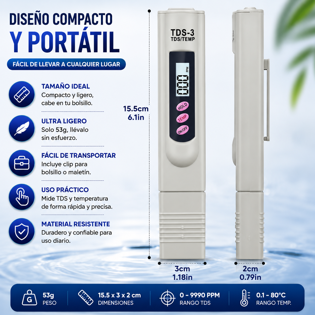 AquaSafe™ Detector Inteligente de Pureza del Agua