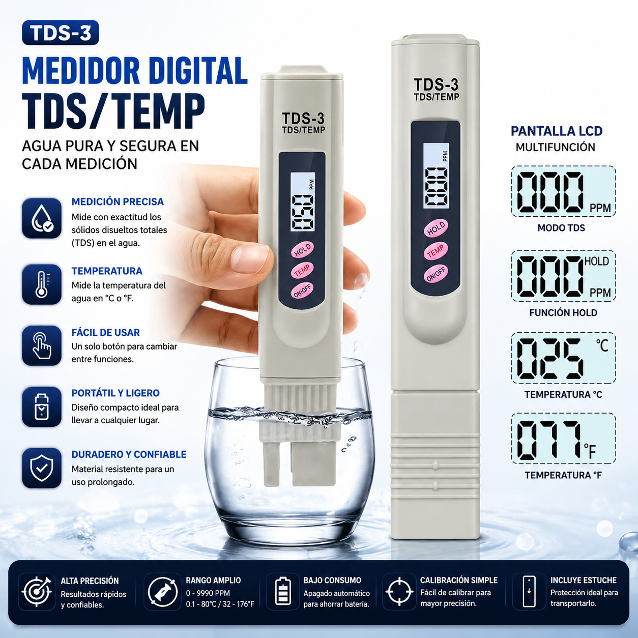 AquaSafe™ Detector Inteligente de Pureza del Agua