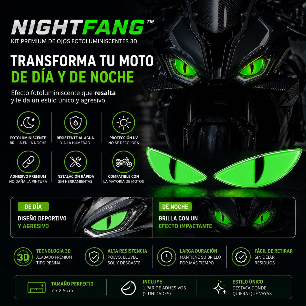 NightFang™ Ojos Fotoluminiscentes 3D