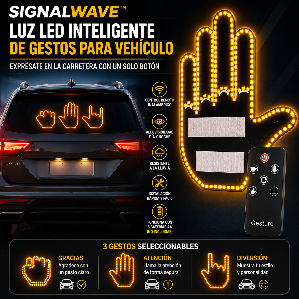SignalWave™ Luz LED Inteligente de Gestos
