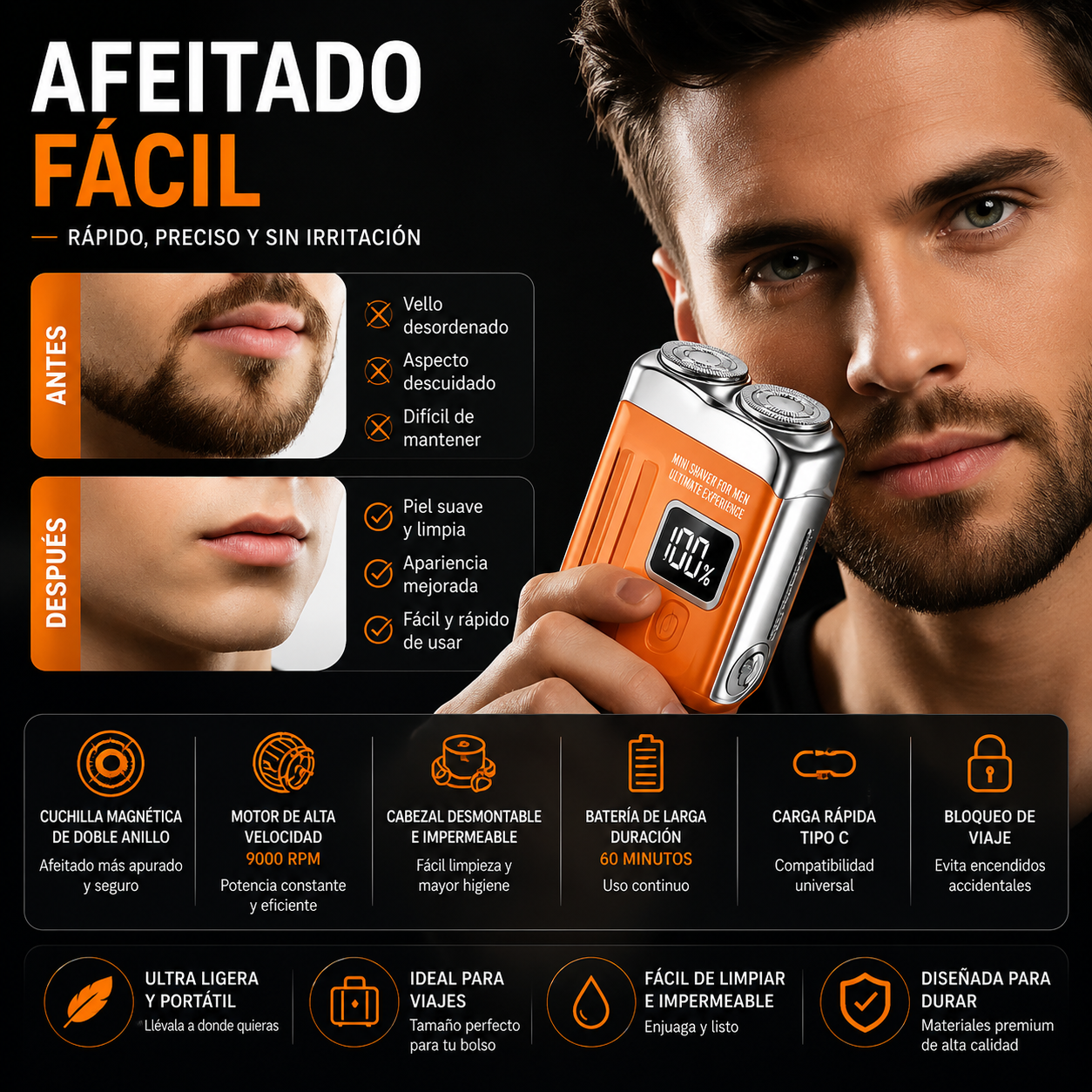 NanoShaver™ Afeitado Profesional