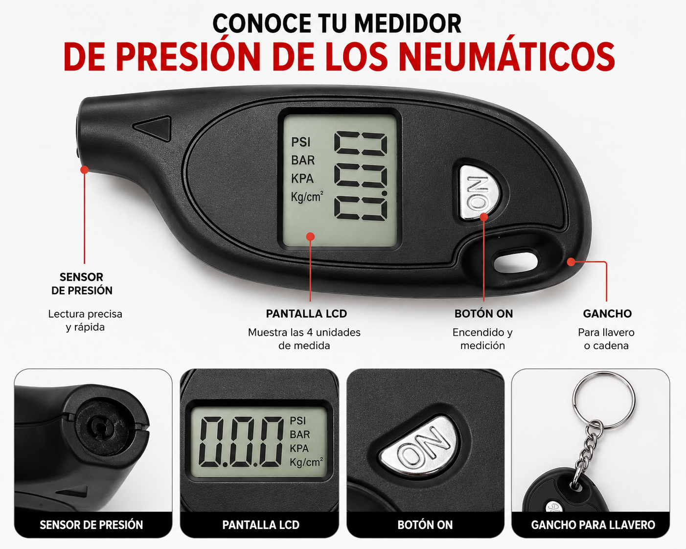 TireGuard™ Medidor Digital de Presión