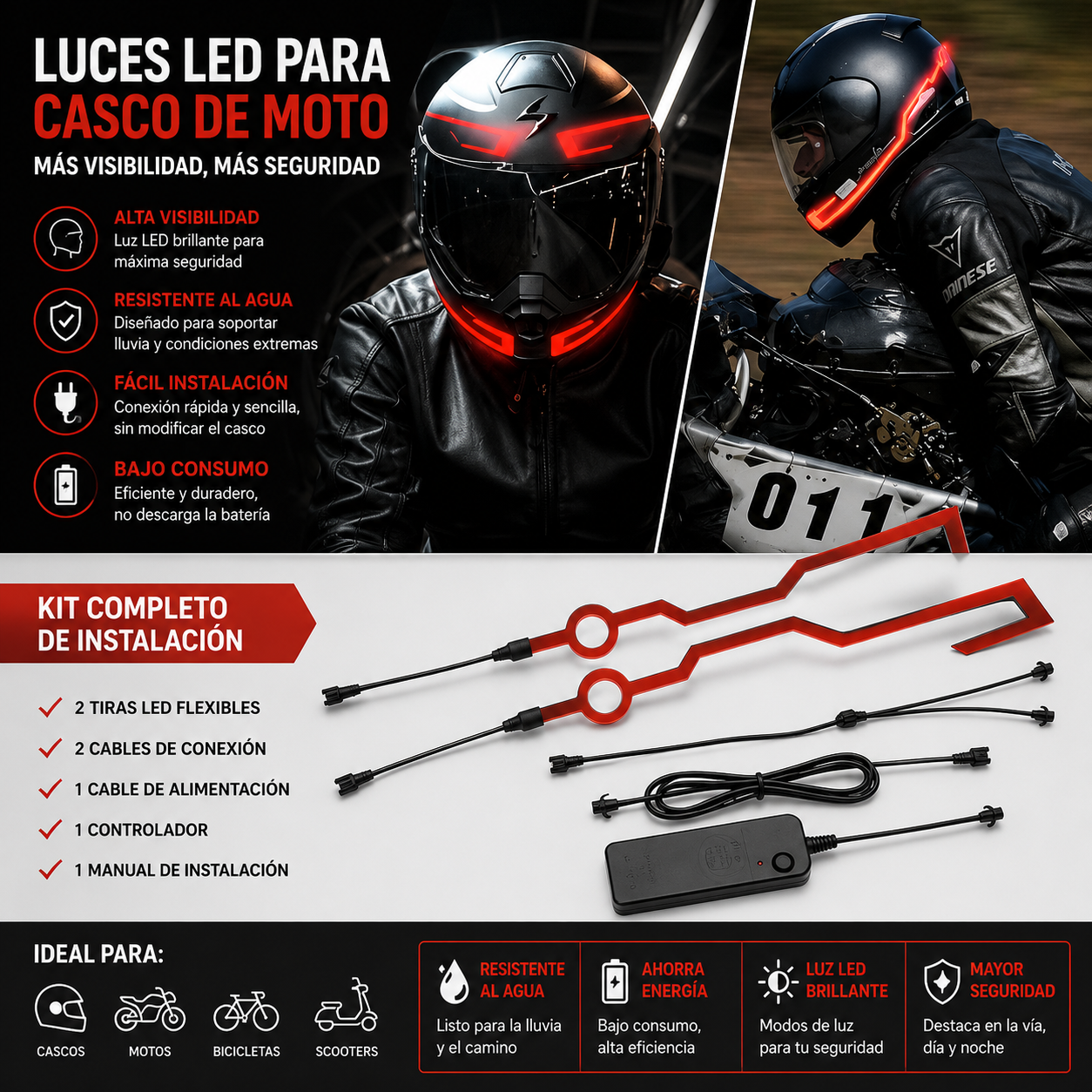 NightShield™ Sistema de Visibilidad para Casco